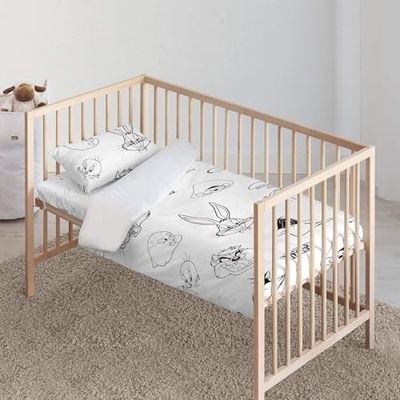BELUM | Looney Tunes Duvet Cover | Looney B&W Model Duvet Cover | Duvet Cover with Buttons | 100% Cotton Duvet Cover | Duvet Cover (100 x 120 cm)