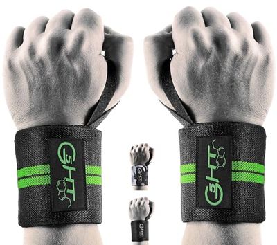 G5 HT SPORT Professionele polsbandages, dames en heren, polsbandages, bodybuilding, powerlifting, crossfit, calistenics, gewichtheffen, polsbandages (zwart/neongroen)