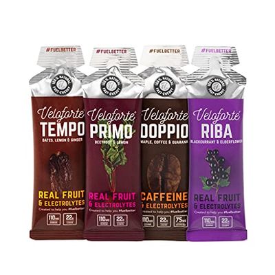 Veloforte Mixed Energy Gel Pack with Fast Releasing Energy, 100% Natural & Delicious Energy Gels with 22g of Natural Energy, Tempo, Doppio & Primo Flavour (15 Pack)