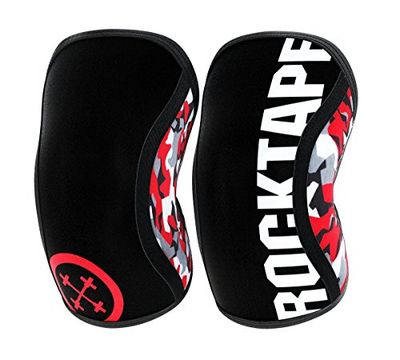 RockTape Assassins Ginocchiere 7mm - Neoprene Durevole per Compressione, Calore e Stabilità nel Fitness Funzionale, Rosso Camouflage, Small