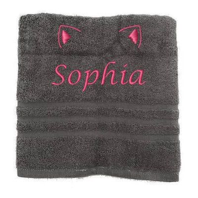 Asciugamano personalizzato con nome splendidamente ricamato Asciugamano da bagno Asciugamano in cotone 100% Asciugamano da bagno con nome (140 x 70 cm, Orecchie)
