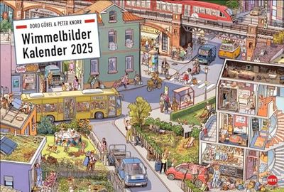 Göbel & Knorr Wimmelbilder Edition Calendario 2025: gran calendario de pared con 12 emocionantes objetos ocultos para descubrir. Göbel & Knorr Calendario con imágenes de búsqueda para grandes y