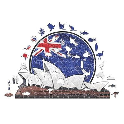 Iconic Puzzles, Sidney Opera House, Collezione Monumenti, Puzzle di Legno per Adulti e Bambini, Legno 100% Sostenibile, Taglia S 150 Pezzi