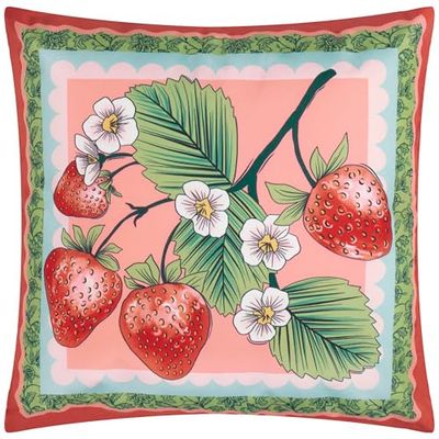 furn. Cuscino da esterno imbottito in poliestere con stampa di fragole anemone - multicolore - 45x45 cm