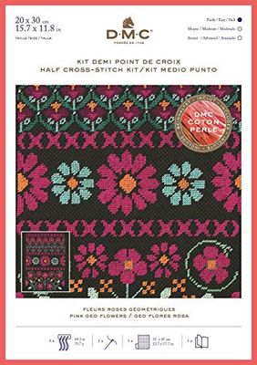 DMC Pink Geo Flowers Kit, Fabric, Various, BK1785