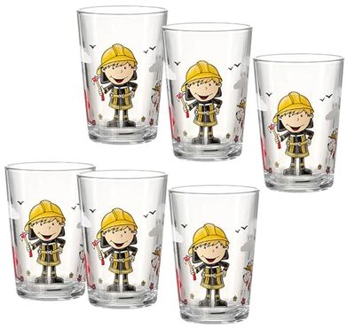 Ritzenhoff & Breker Lot de 6 verres pour enfant - Motif : pompier Bernie