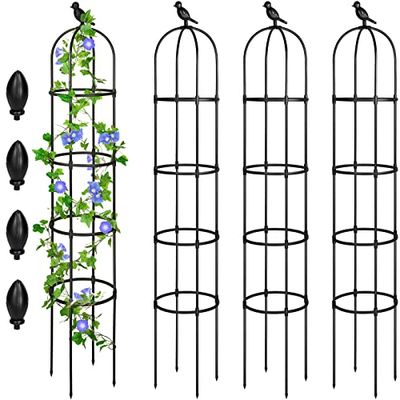 Lot de 4 Treillis d'obélisque de Jardin de 1,8 m pour Plantes grimpantes d'extérieur - Treillis à Roses antirouille pour Pots de Fleurs - Treillis en métal pour extérieur et intérieur