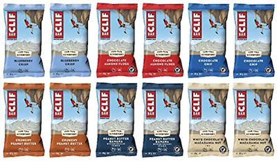 CLIF Bar ENERGY BAR Mixed Flavour Variety-Pack x 12 bars Nutritional Bar Source of Plant Based Protein 12 bars x 68g