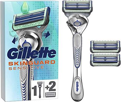 Gillette Rasoir Homme Skinguard Flexball à L’Aloe Vera, pour Peaux Sensibles + 2 Lames de Recharges [OFFICIEL]