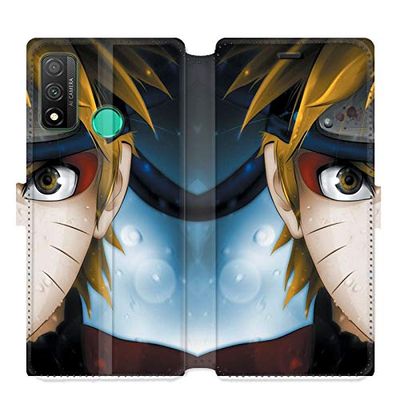 Beschermhoesje voor Huawei P Smart (2020) Manga Naruto, leer, wit