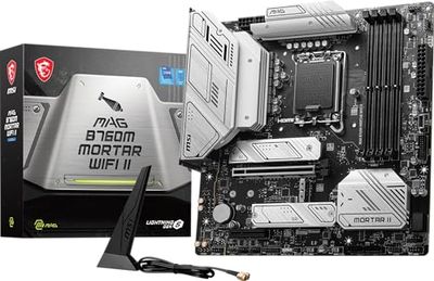 MSI MAG B760M Mortar WiFi II Gaming - Scheda madre da gioco (supporta processori Intel di 12a/13a/14a generazione, LGA 1700, DDR5, PCIe 5.0, M.2, 2.5Gbps LAN, USB 3.2 Gen2, Wi-Fi 6E, mATX)
