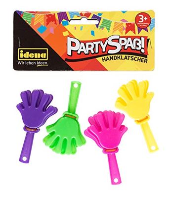 Idena 40428 - Partyplezier handwaaier, 4 stuks, in de trendy kleuren groen, paars, roze en geel, afmetingen ca. 7 x 3,5 cm