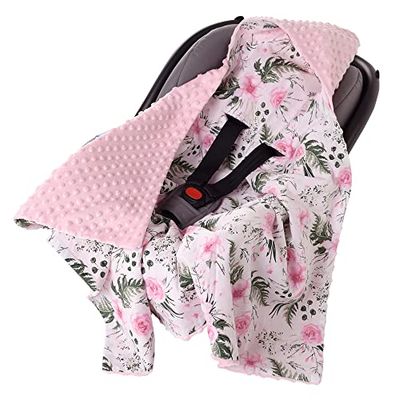 Inbaker Deken 100% katoen 85x85cm met capuchon knuffeldeken voor kinderwagen babyzitje universele dubbelzijdig babydeken buggy autostoel