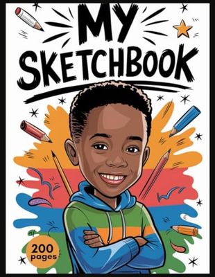 Black Boy Sketchbook: Large 200-Page Blank Drawing Pad for Kids of All Ages, 8.5 x 11 Inch Sketch Book for Creative Sketching and Drawing."