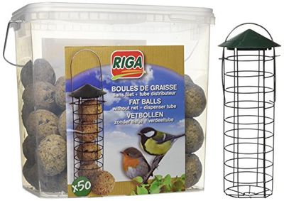 Riga 50 palline di grasso senza rete + dispenser tubo secchio da 4,5 kg