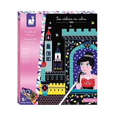 Janod - From 5 years old - Pretty Princesses Scratch Art Creative Kit - Les Ateliers du Calme - Creative Leisure - Dexterity and Concentration - J07893