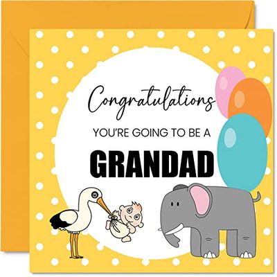 Biglietto di auguri il nonno con scritta in lingua inglese "Baby Announcement Grandad" e "Congratulations Baby Cards Newborn Well Done Congrats New Baby Cards" Welcome To The World 145mm