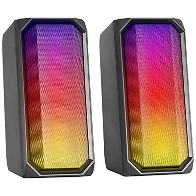 Mars Gaming MSRGB, Haut-Parleur Puissant Bluetooth 15W, RGB Full Mesh, 2 Haut-Parleurs Actifs, Noir