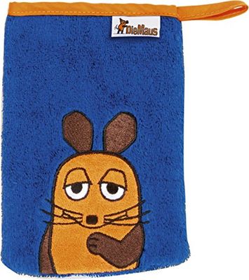 Playshoes Unisex Kinder Frottee-Waschhandschuh , Guante de baño para Unisex niños, Azul (11 - Marine Maus), 15x20 cm