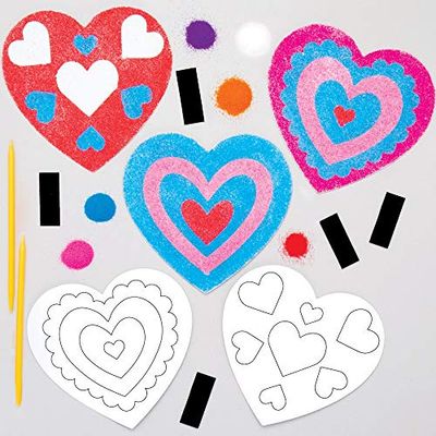 Baker Ross Kits de cœurs aimantés en sable coloré (Paquet de 6) - Loisirs créatifs pour enfants et adultes AT543