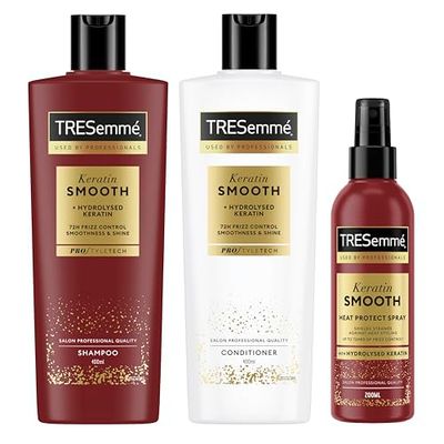 TRESemmé Shampoo, Conditioner & Heat Protect Spray Keratin Smooth Anti-humidity hair care bundle with hydrolysed keratin 400 ml + 400 ml + 200 ml 3 pc
