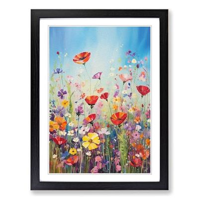 Wildflowers Colour Field No.3 Framed Wall Art Print, Ready to Hang Picture for Living Room Bedroom Home Office, Black A2 (48 x 66 cm)