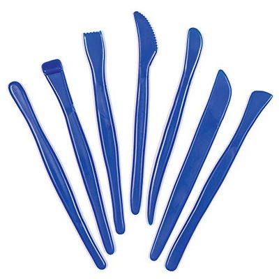 Baker Ross AC443 Plastic Modelling Tools, Perfect for Shaping, Modelling and Cutting Patterns into Clay and Modelling Dough (Pack of 14), Blue