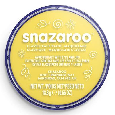 Snazaroo 1118222 Kinderschmink, huidvriendelijke hypoallergene gezichtsmake-up op waterbasis, vrij van parabenen - 18ml Pot, Bright Yellow