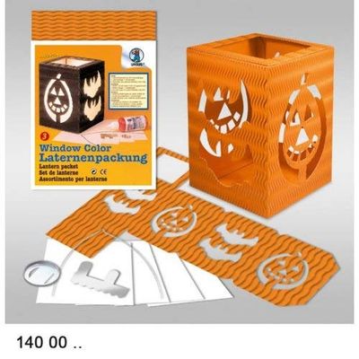 Ursus 1480090 - Lantaarn verpakking Halloween, vierkant, zwart, ca. 13,5 x 18 cm, set voor een lantaarn, lantaarns - stansdeel van 3D - Colorwellkarton, ideaal als tafeldecoratie