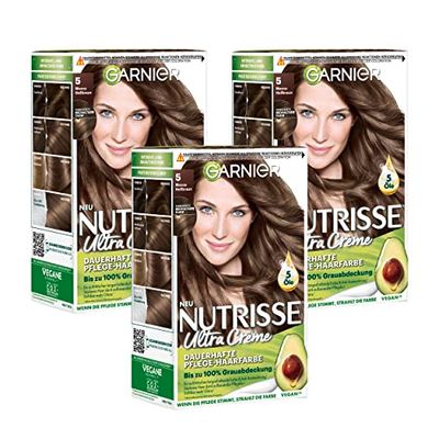 Garnier Nutrisse Creme Coloration Mocca marrone chiaro 50, colorazione per capelli per permanente colore dei capelli (con 3 naehrenden Oli) – 1 pezzi