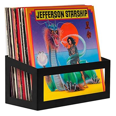 Hudson Hi-Fi Wall Mount Vinyl Record Storage 25-Album Display Houder - Zwart Satijn - One Pack