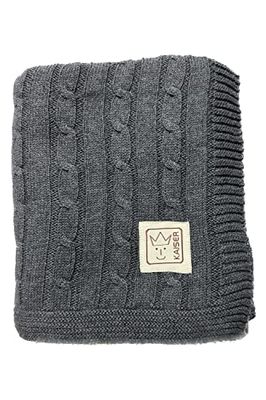 Kaiser 6521824 Cable Knitt - Manta de bebé de Punto 100% algodón orgánico (kbA), Manta de bebé Transpirable, recién Nacido para el Verano, Manta para Cochecito, Manta de bebé, Col. Gris Oscuro