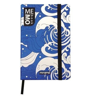 Mitama Notitieboek Large - Grafische WAVES - MEMO Book - Notebook - Soft Touch Cover - Binnenvak + Potlood inbegrepen - Geruite Bladeren 5 mm - 13 x 21 cm