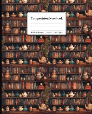 Composition Notebook: Vintage Books and Flowers Aesthetic College Ruled, Journal, Diary, Gift for Girls, Teens, Boys, Students, Kids, Women, 7.5x9.25 inch, 110 Pages.