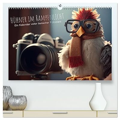 Hühner im Rampenlicht Ein Kalender voller tierischer Fotostars (hochwertiger Premium Wandkalender 2025 DIN A2 quer), Kunstdruck in Hochglanz: In ... als Superhelden, Rockstars und Sportler