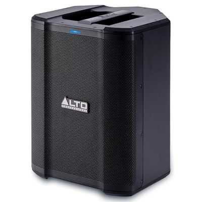 Alto Professional Busker 200 W portabelt PA högtalarsystem med laddningsbart batteri, Bluetooth, 3-kanalsmixer, Alesis FX, appstyrning, USB-laddning