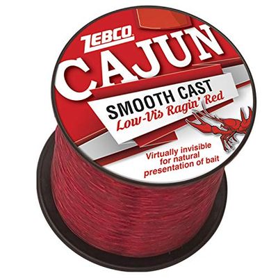 Zebco Cajun Smooth Cast Monofilament Vislijn, Low-Vis Ragin' Red Quarter Pound Spoel, 1.850 m, 6 pond, vrijwel onzichtbaar, natuurlijke presentatie