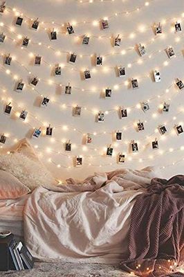 Perfect Holiday Photo Clip Light Silver Copper String Light - 15 LED w/Clear Clips for Bedroom, Dorm Room, Kid's Rooms