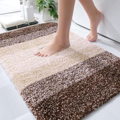 OLANLY Tappeto da bagno 76 x 51 cm, in microfibra, extra morbido e assorbente, antiscivolo, in peluche, lavabile in lavatrice, asciugabile in lavatrice, tappetini da bagno per pavimento del bagno,