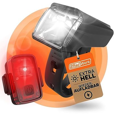 2RadWerk, ED - Juego de Luces para Bicicleta, Aprobado por StVZO, luz de Bicicleta conmutable 15-35 Lux, luz de Bicicleta