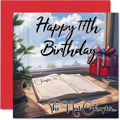 Anime 17th Birthday Cards for Girls Boys - The Next Chapter - Happy Birthday Card for Son Daughter Brother Sister Grandson Granddaughter Niece Nephew Cousin, 145mm Bday Greeting Cards