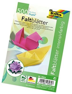 Folia Plegable Hojas 70 g/m², 500 Hojas Surtidos en 10 Colores, 10 x 15 cm