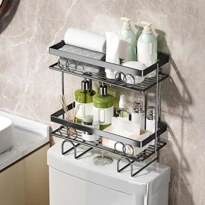 Zstar Scaffale per WC sopra il WC, organizer da bagno, in metallo, porta carta igienica, per bagno, 34 x 15 x 37 cm