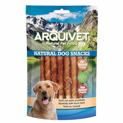 ARQUIVET Twist di anatra arrotolata - 13 cm / 100 g - Snack 100% naturali per cani - prelibatezze per cani - Prodotto leggero - Molto ricco di sostanze nutritive