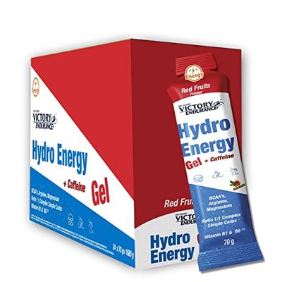 Victory Endurance Hydro Energy Gel Caffeine Red Fruit 70g.Textura Más Líquida. 42 mg de Cafeína por Gel