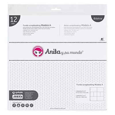 Anita y Su Mundo Fundas de Scrapbooking, Polipropileno Cristal, 6x4 Y 4 Bolsillos 3x4, Polyester, Tipo A, 30.5 x 30.5 cm