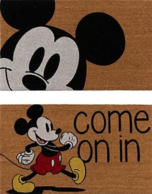 Gertmenian Disney 47534 - Felpudo (Fibra de Coco, 2 Unidades, 20 x 34 cm), diseño de Mickey Mouse, Color marrón