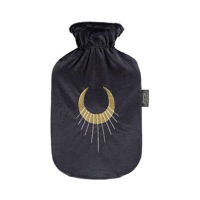 Fashy Bolsa de agua caliente con funda de flojel y purpurina media luna gris oscuro 2 L