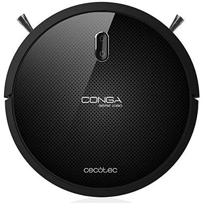 Cecotec Robot Aspirateur Conga 1090. 1400 Pa, Aspire, Balaie, Nettoie Le Sol et Passe la serpillère, 5 Modes, Brosse Spéciale pour Les Poils d'animaux, 160 Min, Programmable