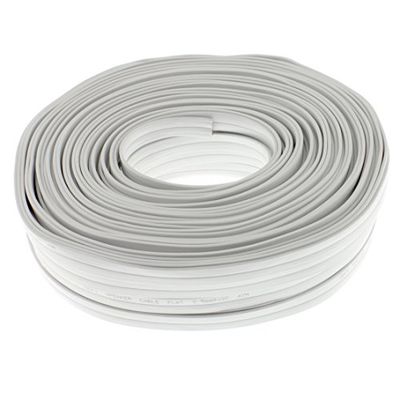 Câble Plat pour Enceinte 2 x 2,5 mm² – Blanc – 50 m – CCA – Câble Audio